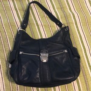 Michael Kors soft leather navy blue bag.